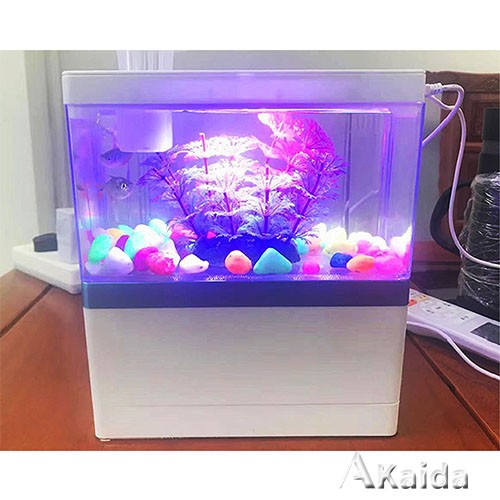 5V USB charging acrylic aquariums mini table top fish tanks with multiple lighting 