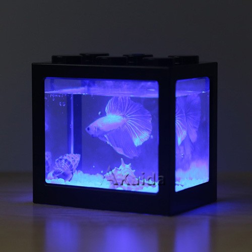 Creative Wooden Block Middle Size Plastic Betta Fish Tank