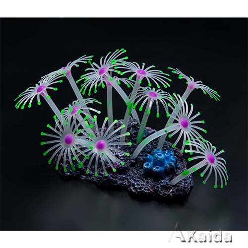  Glowing Silicone Leaf Feather Simulation Coral Reef Aquarium Resin Artificial Decoration
